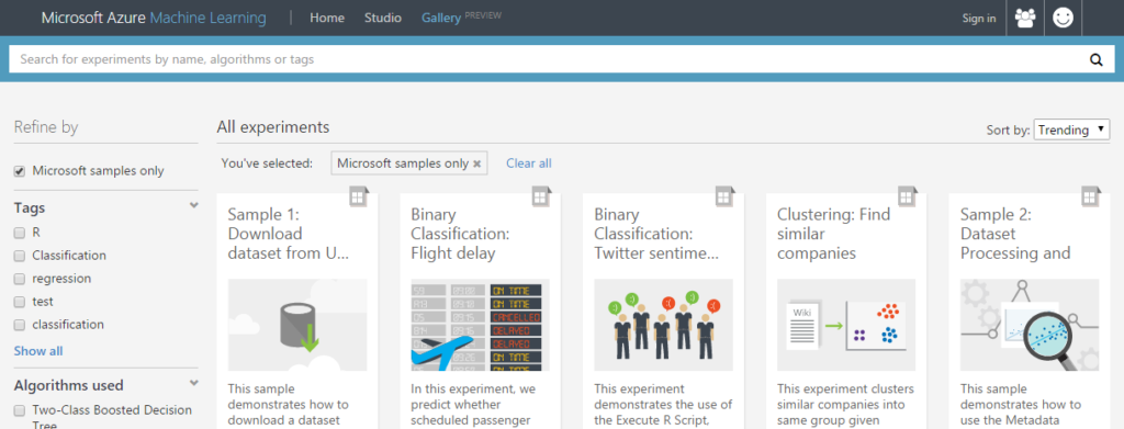 Azure ML Gallery