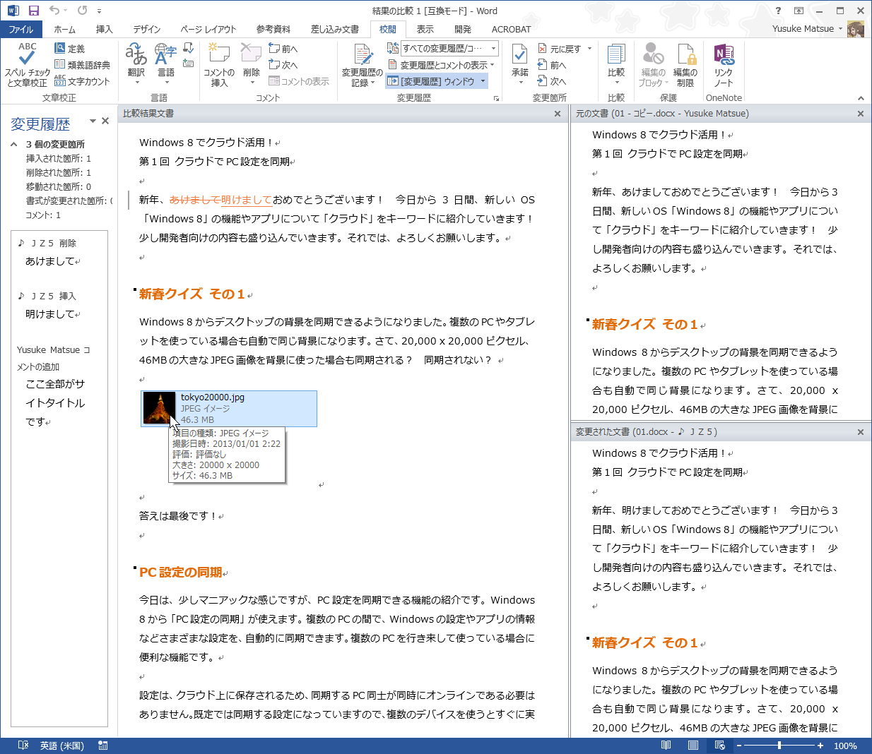 Word 文書の差分表示 比較表示 プログラミング生放送