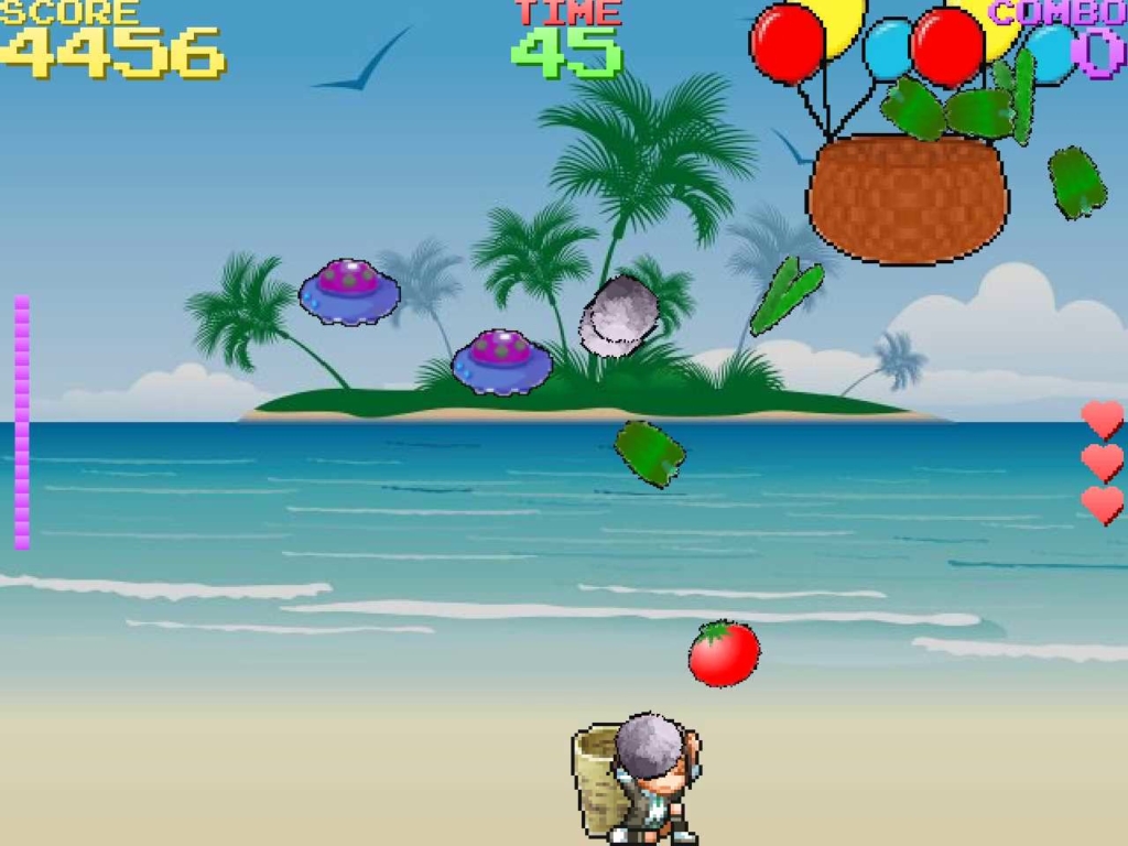 岩に当たるとダメージ